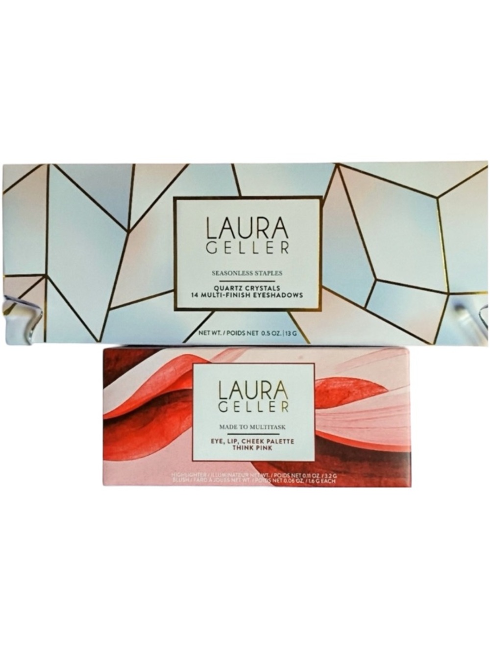 Laura Geller Quartz Crystals Eyeshadow and Made To Multitask Think Pink Palettes